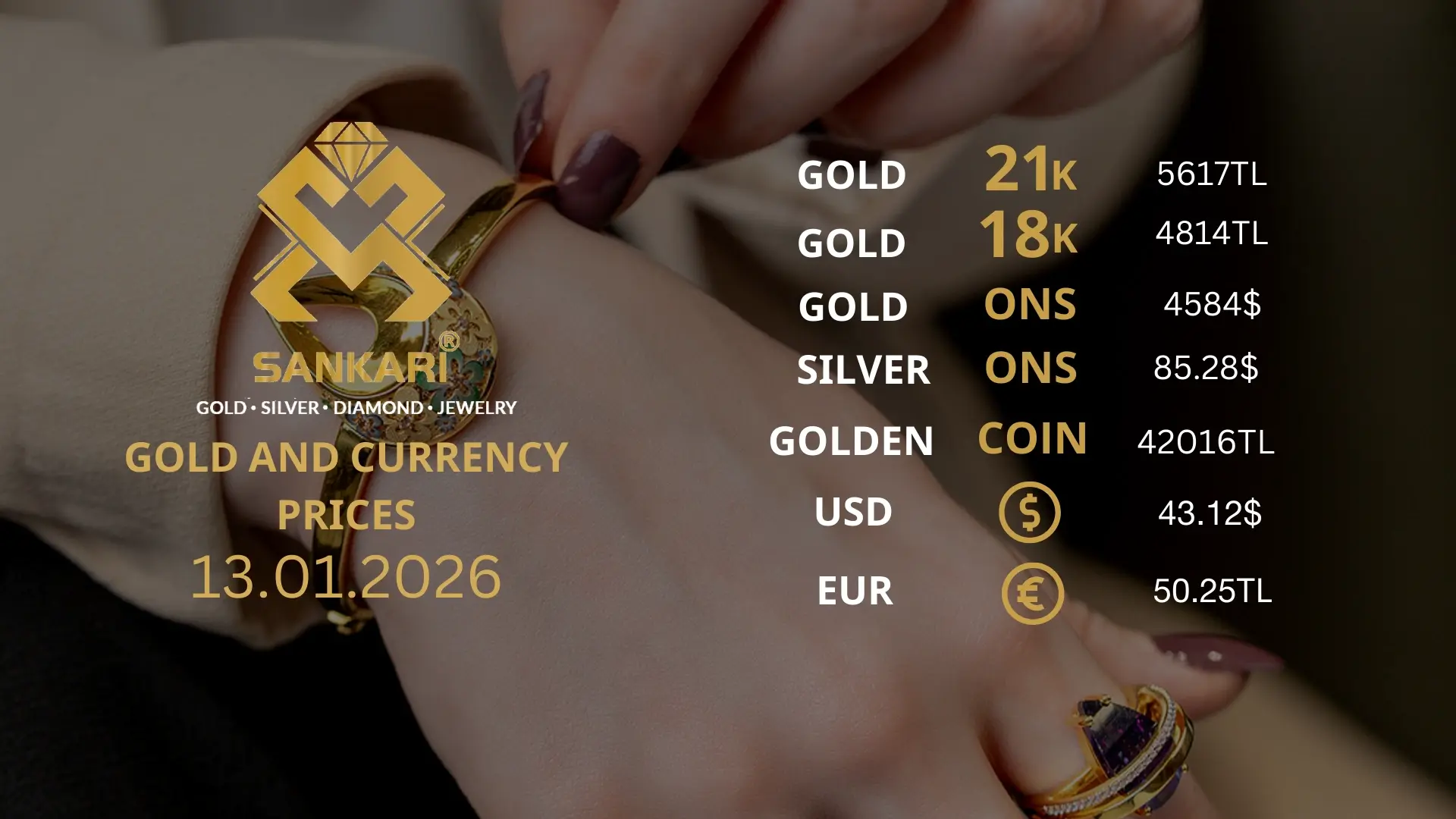 Gold Price Today in Turkey, Tuesday 13 January 2026 – Latest Gold & Currency Updates