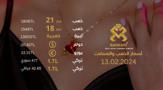 سعر غرام الذهب في تركيا الثلاثاء 13-02-2025 - سعر الليرة التركية امام الدولار اليوم