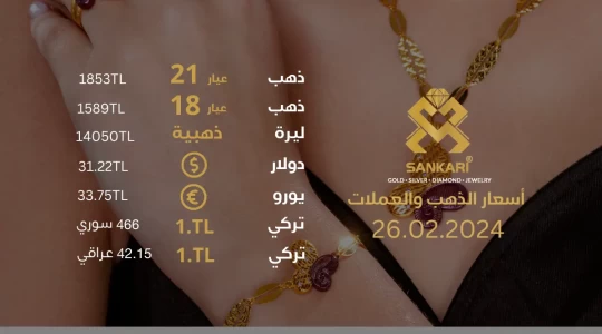 سعر غرام الذهب في تركيا الاثنين 26-02-2025 - سعر الليرة التركية امام الدولار اليوم