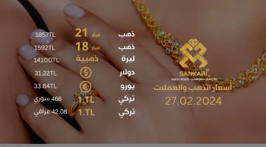 سعر غرام الذهب في تركيا الثلاثاء 27-02-2024 - سعر الليرة التركية امام الدولار اليوم