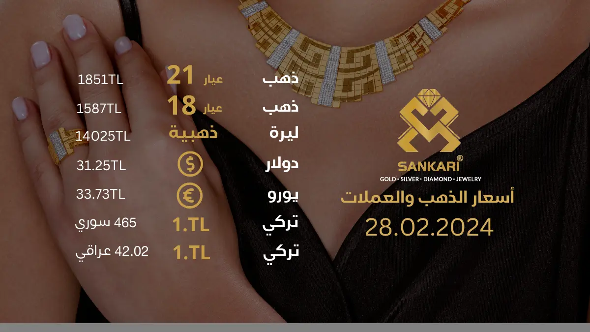 سعر غرام الذهب في تركيا الاربعاء 28-02-2024 - سعر الليرة التركية امام الدولار اليوم