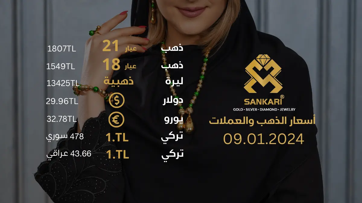 سعر غرام الذهب يوم الثلاثاء 9-01-2024 - سعر الليرة التركية امام الدولار اليوم