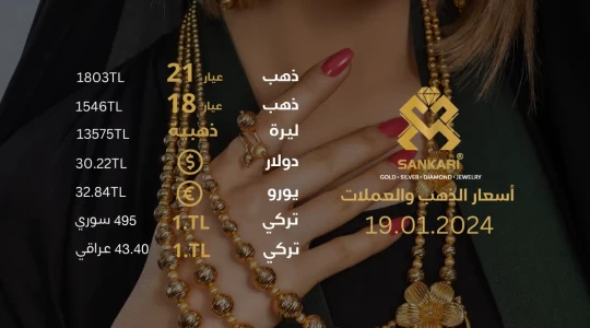 سعر غرام الذهب يوم الجمعة 19-01-2024 - سعر الليرة التركية امام الدولار اليوم