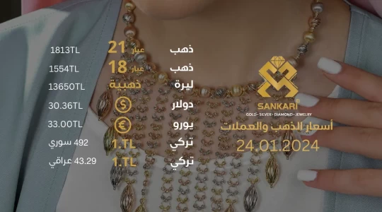 سعر غرام الذهب يوم الاربعاء 24-01-2024 - سعر الليرة التركية امام الدولار اليوم