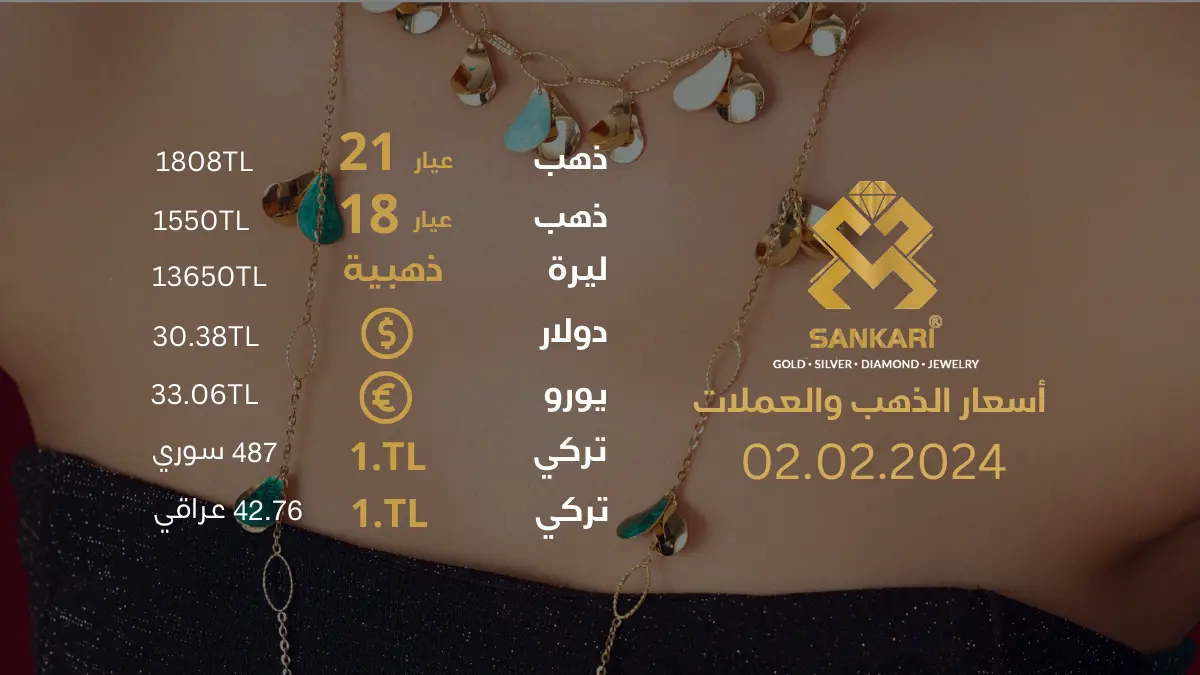 سعر غرام الذهب في تركيا 02-02-2024 - سعر الليرة التركية امام الدولار اليوم