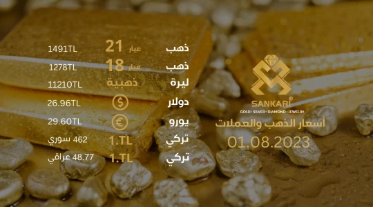 سعر الذهب اليوم الثلاثاء 01-08-2024 - سعر الليرة اليوم